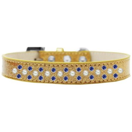 UNCONDITIONAL LOVE Sprinkles Ice Cream Pearl & Blue Crystals Dog CollarGold Size 12 UN785952